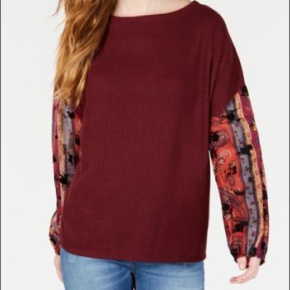 Gypsies & Moondust waffle knit blouse